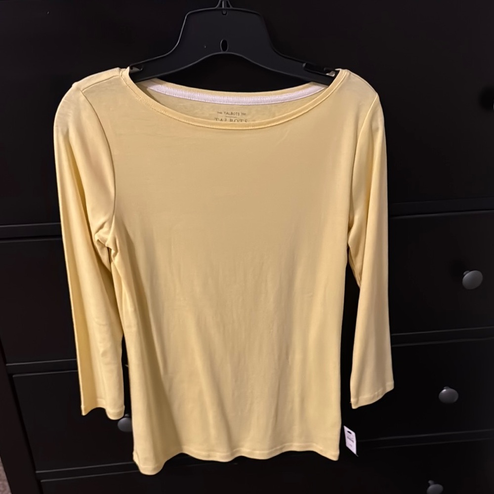 Talbots Women's Yellow 3/4 sleeve cotton top